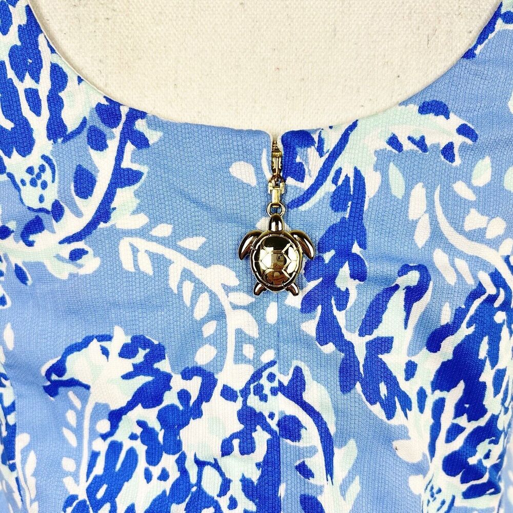 Lilly Pulitzer Mila Stretch Shift Dress Blue Peri Turtley Awesome Scoop Back 4 - Picture 7 of 8